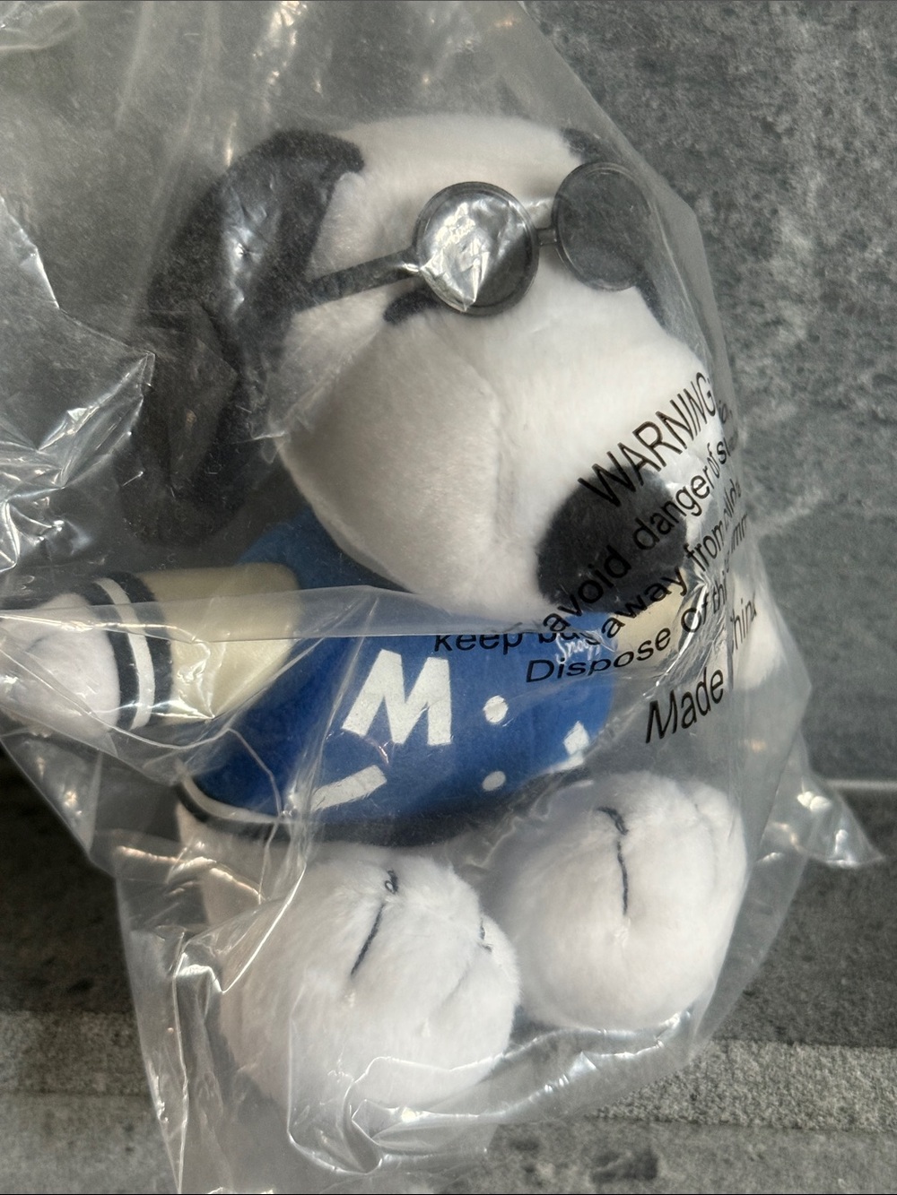 MetLife promotional Snoopy "Joe Cool" w/ sunglasses and letterman jacket
